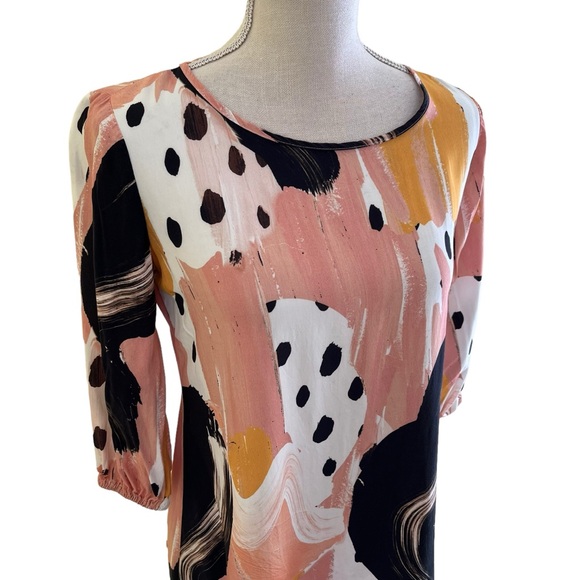 Anthropologie The Odells Mod Pink/Yellow Print Mini Shift Dress XXS - Picture 3 of 7